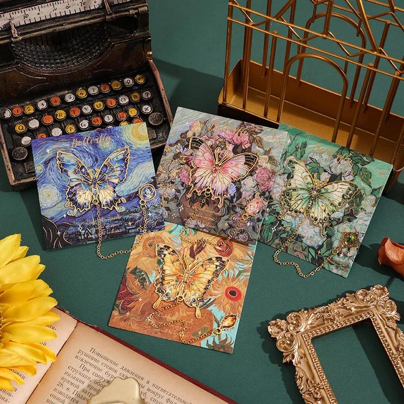 Oil Painting Butterfly Bookmark Retro Shaped Clip for Books Special Gift Reading Lovers Unique Student Study Bookmark Accessory