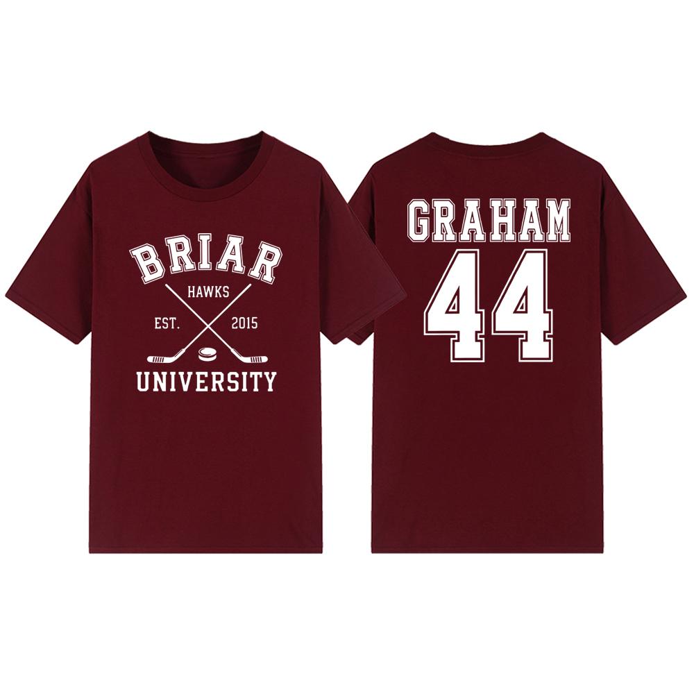 Briar University Graham 44 Hockey Zweiseitiges T-Shirt Briar U Hockey Romanze Tee Unisex Kurzarm T-Shirt Buchliebhaber Geschenk Shirt