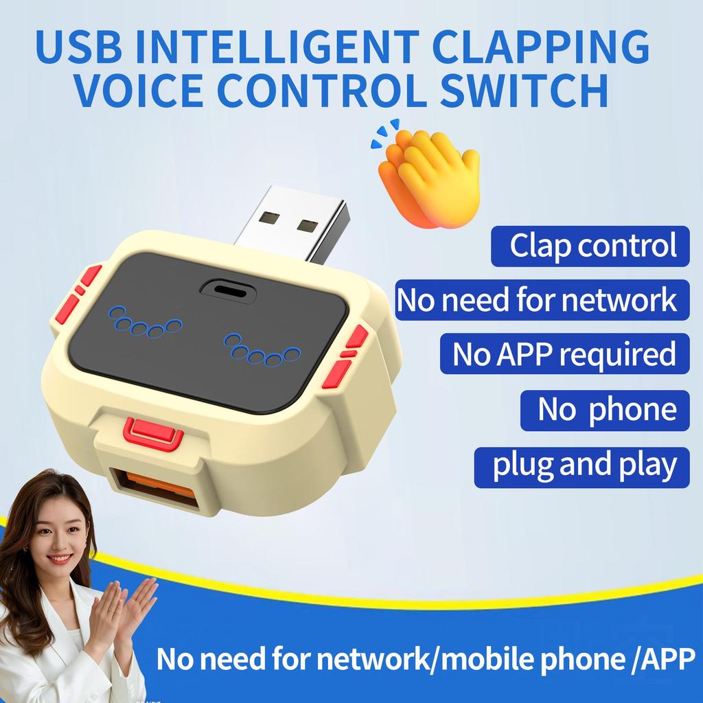 USB Clap Switch Voice-Activated Smart Controller - Plug & Play, No Network or App Required