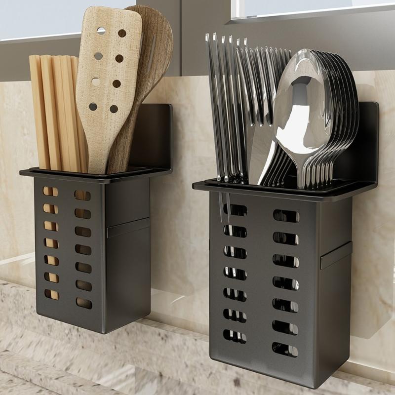 Strong Adhesive Wall Mount Chopsticks Organizers Plastic Multiple Use Rack For Utensils Brushes And Small Items