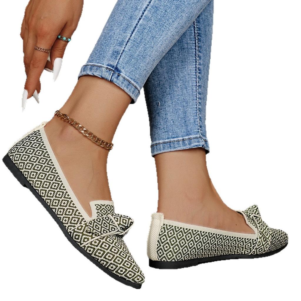 2025 New Fly-woven Single Shoes for Women's Fashion Pointed and Versatile One-pedal Women's Shoes Large-size Single Shoes for Women