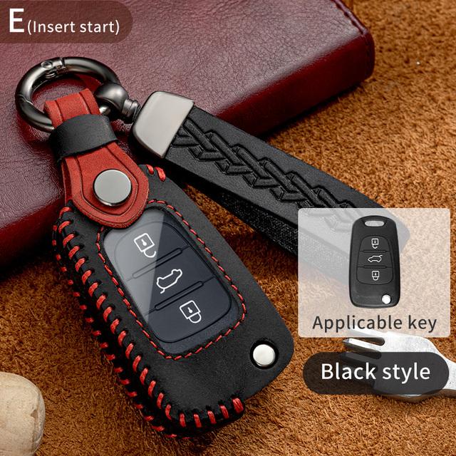 

Кожаный чехол для ключей Crazy Horse для Hyundai Solaris Sonata Hybrid NEXO NX4 New Grand Santa Fe Tucson 2021 2022