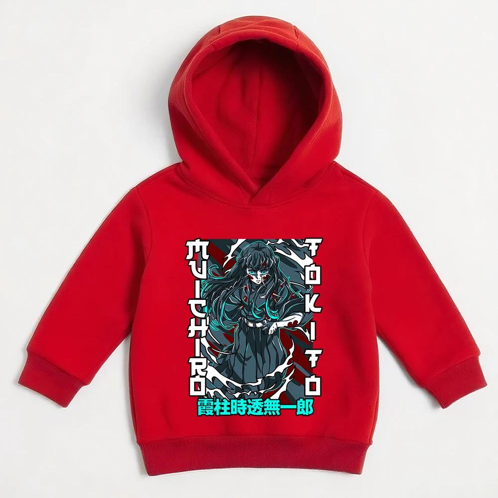 KidsDemonSlayer Hoodie,ChildrenDrawstring Hooded Sweatshirt Tokito Muichiro Anime Graphic Print Casual Pullover Top Anime Outfit