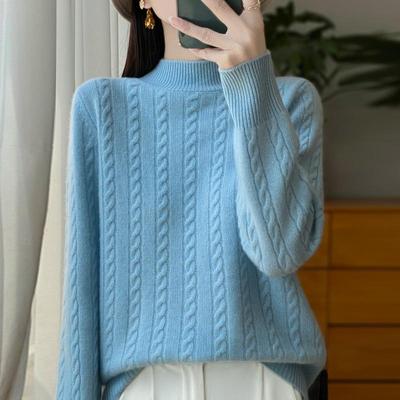Maglione da donna 100% lana Dolcevita lavorato a maglia Pullover invernale spesso Maglioni da donna in maglia