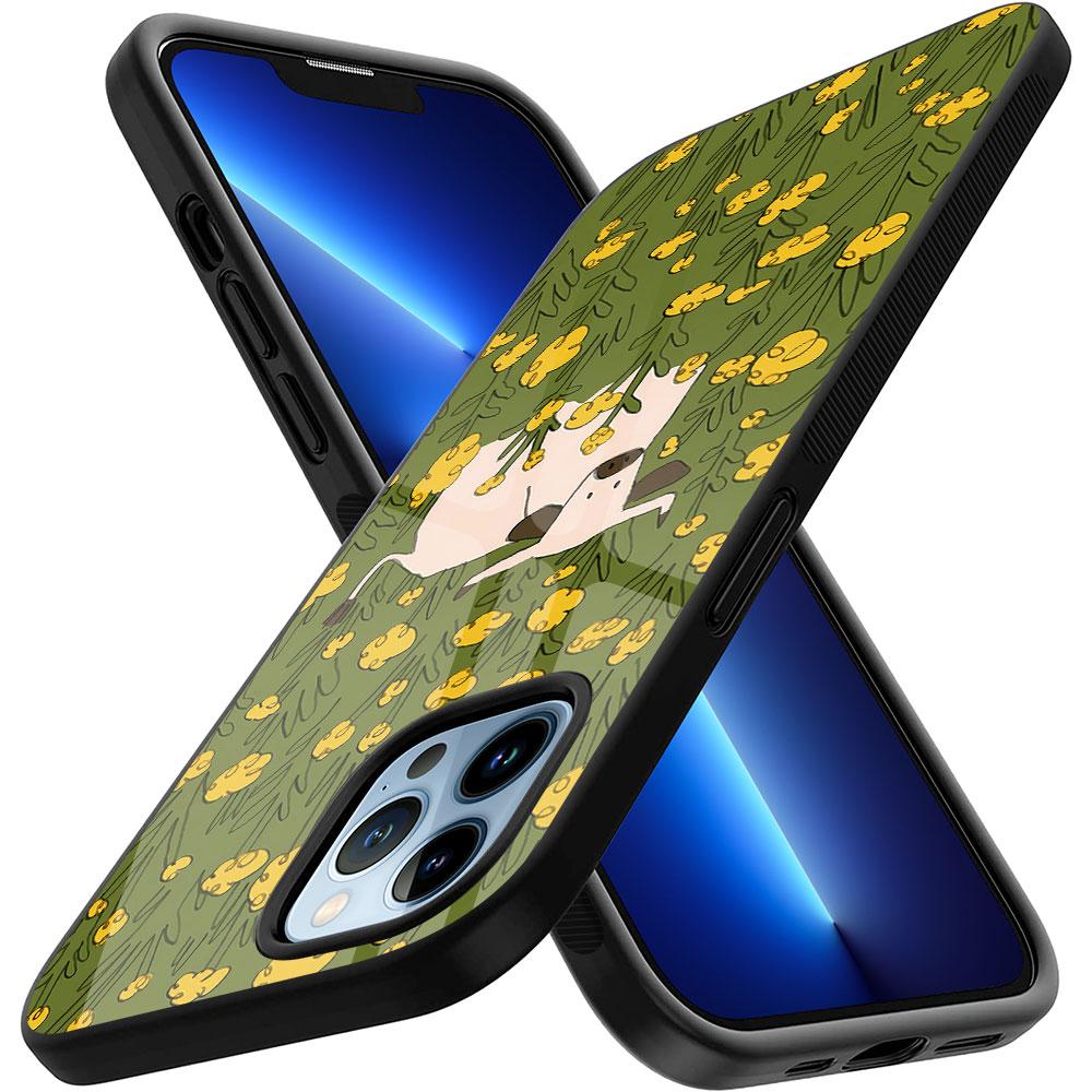 Cartoon Sheep Tempered Glass Case For Iphone 14 13 12 11 Pro Max Mini Xs Xr X 7 8 6s Plus Se 2022 Cover Protection Shell Capinha