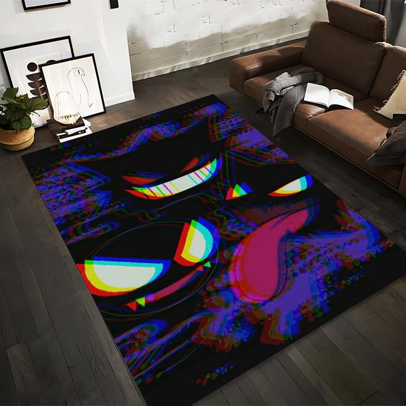 

Colorful Distorted Cartoon Eyes and Tongue Pattern on Black Carpet Suitable for use as an anti-slip for living room bedroom sofas 40x60cm( 15x23in )