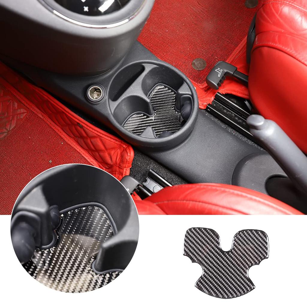 Hcilloend Cup Holder Mat for New Fiat 500 Center Control Seat Cup Holder Socket Cover Cup Holder Panel Center Cup Holder Frame Carbon Fiber Easy