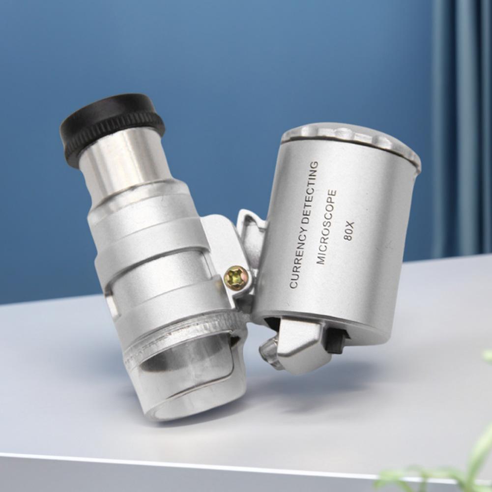 80x/100x Jeweler Eye Loupe with LED UV Light Pocket Magnifying Glass Jeweler Magnifier Portable Mini Pocket Currency Detector