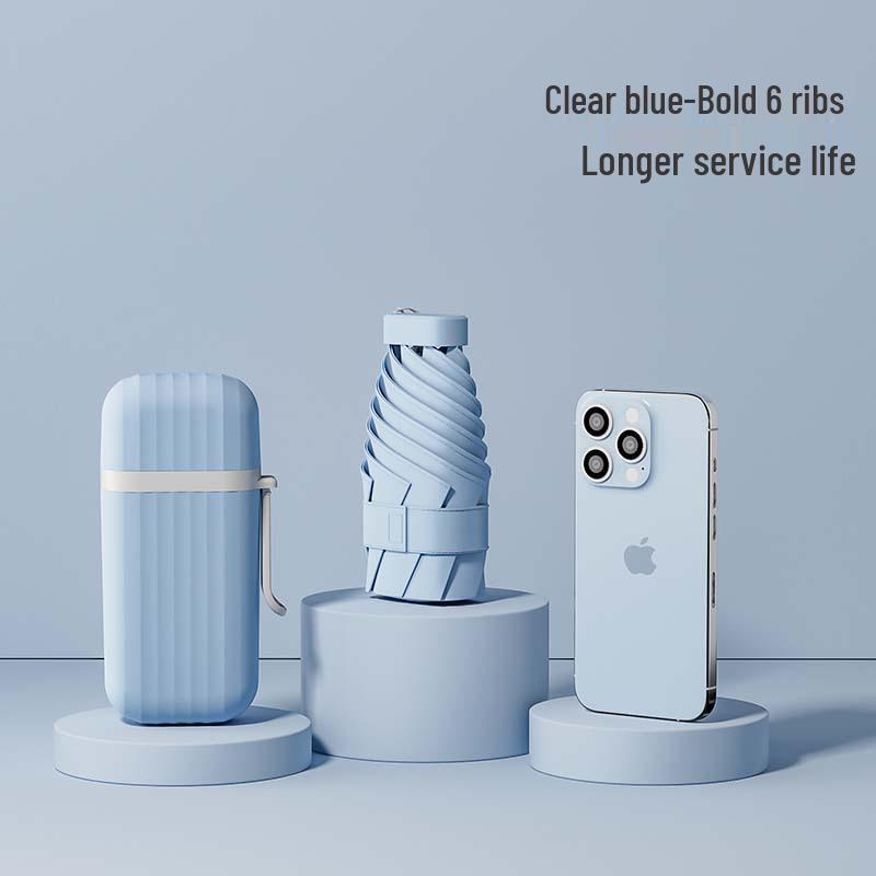 Compact Five-Fold Mini Umbrella: Portable Sun & Rain Shade with UV Protection