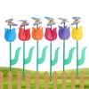 6 Stück Tulpenblumen-Windmühlen, dekorative, farbenfrohe Blumenwindmühlen, Blumen-Windräder für Garten, Hof, Rasen und Landschaftsgestaltung