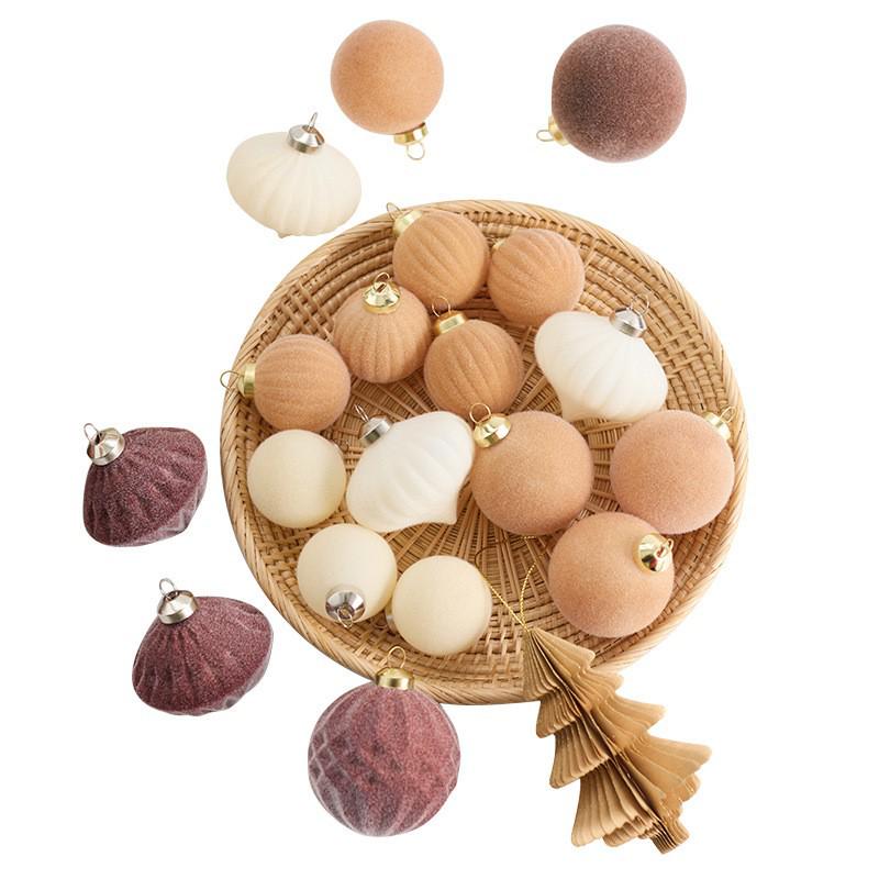 Purple/Gray/Coffee Irregular Flocking Christmas Tree Ball Ornaments