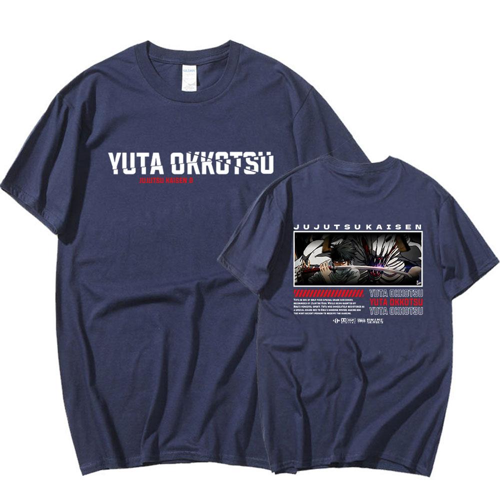 Anime Jujutsu Kaisen T Shirt Funny Manga Yuta Okkotsu Short Sleeves Cotton T-shirt Mens Clothes Oversized T Shirts Harajuku Streetwear Tops