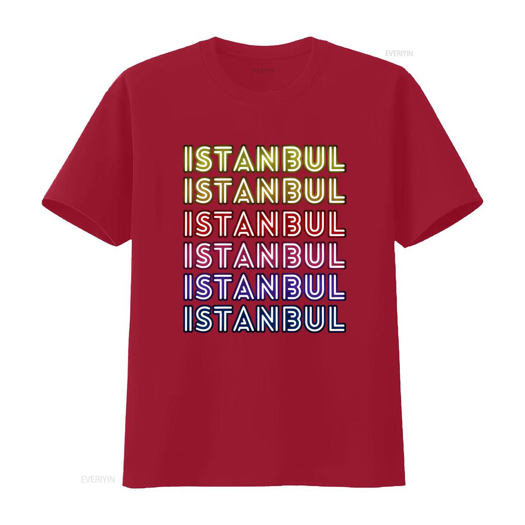 Istanbul City Proud Travel Text Neon Lights Design Classic Fit T Shirt vintage Washed Slightly designer clothes Stylish Soft