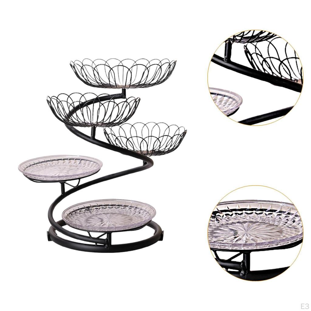 5 Tier Fruit Basket Bowl Fruits Stand Holder Organizer Storage Baskets Metal Wire