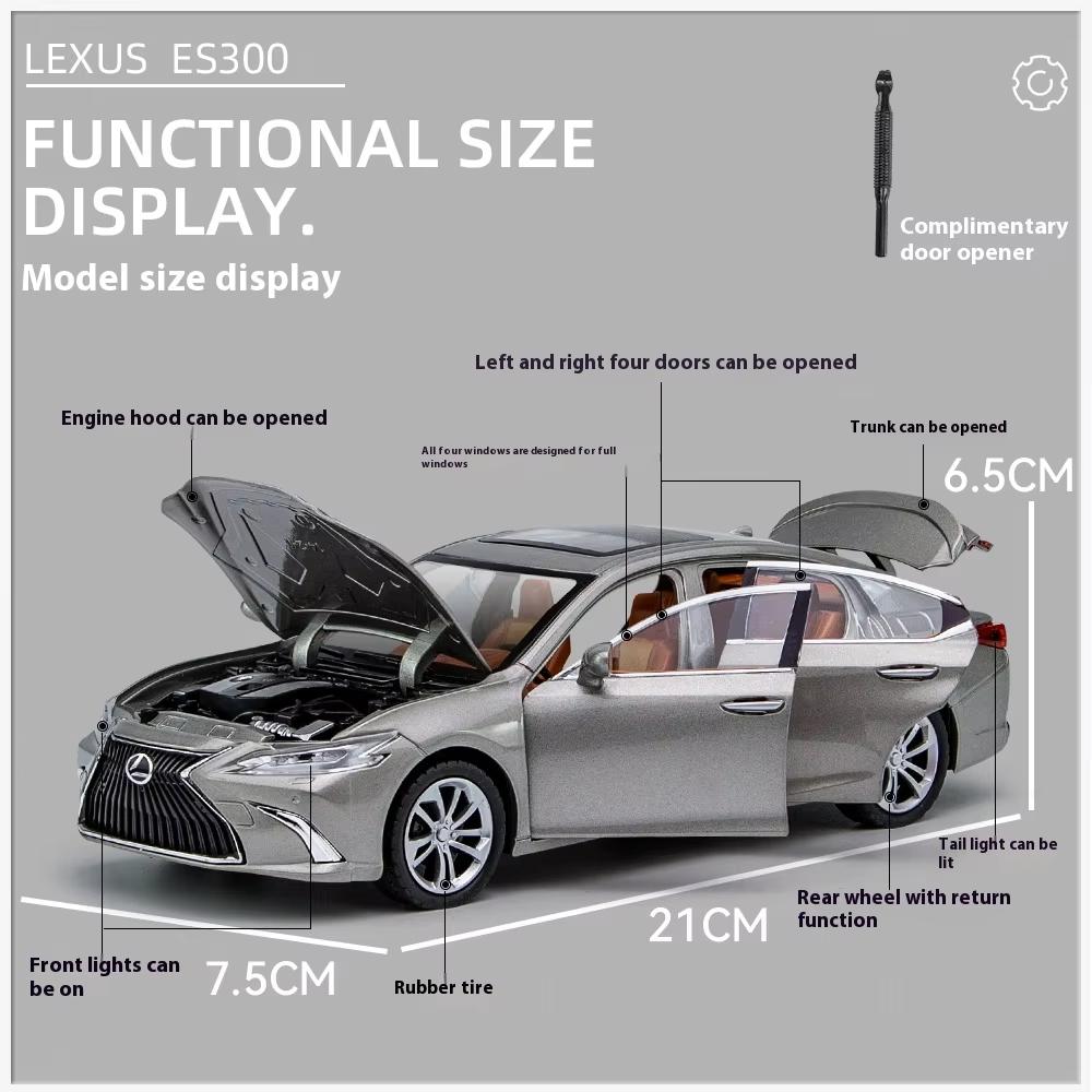 Nowy 1:24 Lexus ES300 Duży luksusowy sedan klasy executive ze stopu metali odlewany model samochodu dźwięk i światło seria pull back prezent urodzinowy