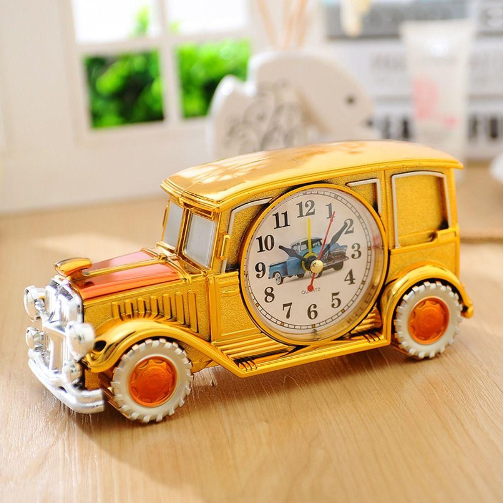 Digital Pointer Table Clock Car Shape Antique Clock Classic Car Alarm Clock Electronic Alarm Clock
