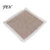 Durable Kitchen Chair Pad Cotton Linen with Ties, Square Summer Seat Lace Rattan Trim, 15.75" X Breathable Washable Mat for Dining Office Protective