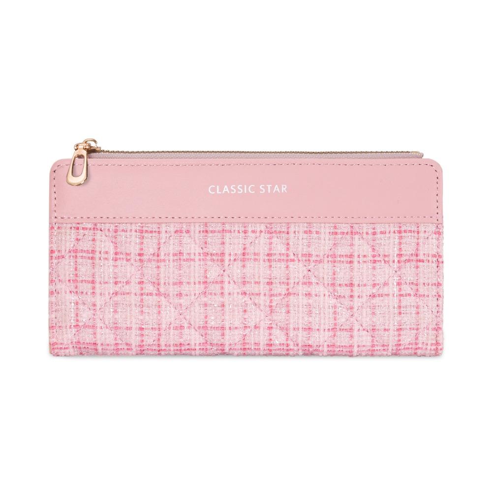 

Printed Women Long Wallet Card Pouch PU Handheld Bag Organ Card Holder Multiple Cards Purse Daily розовый