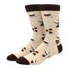 1 Pair Men's Fun Hip Hop Skateboard Beer Happy Art Print Mid Socks, EU38-46