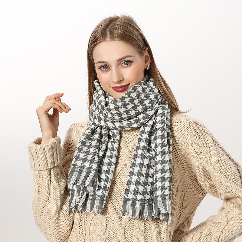 Luxury Plaid Scarf Winter Warm Cashmere Women Long Bandana Pashmina Foulard Female Scarves Tassel Shawl And Wraps  Design