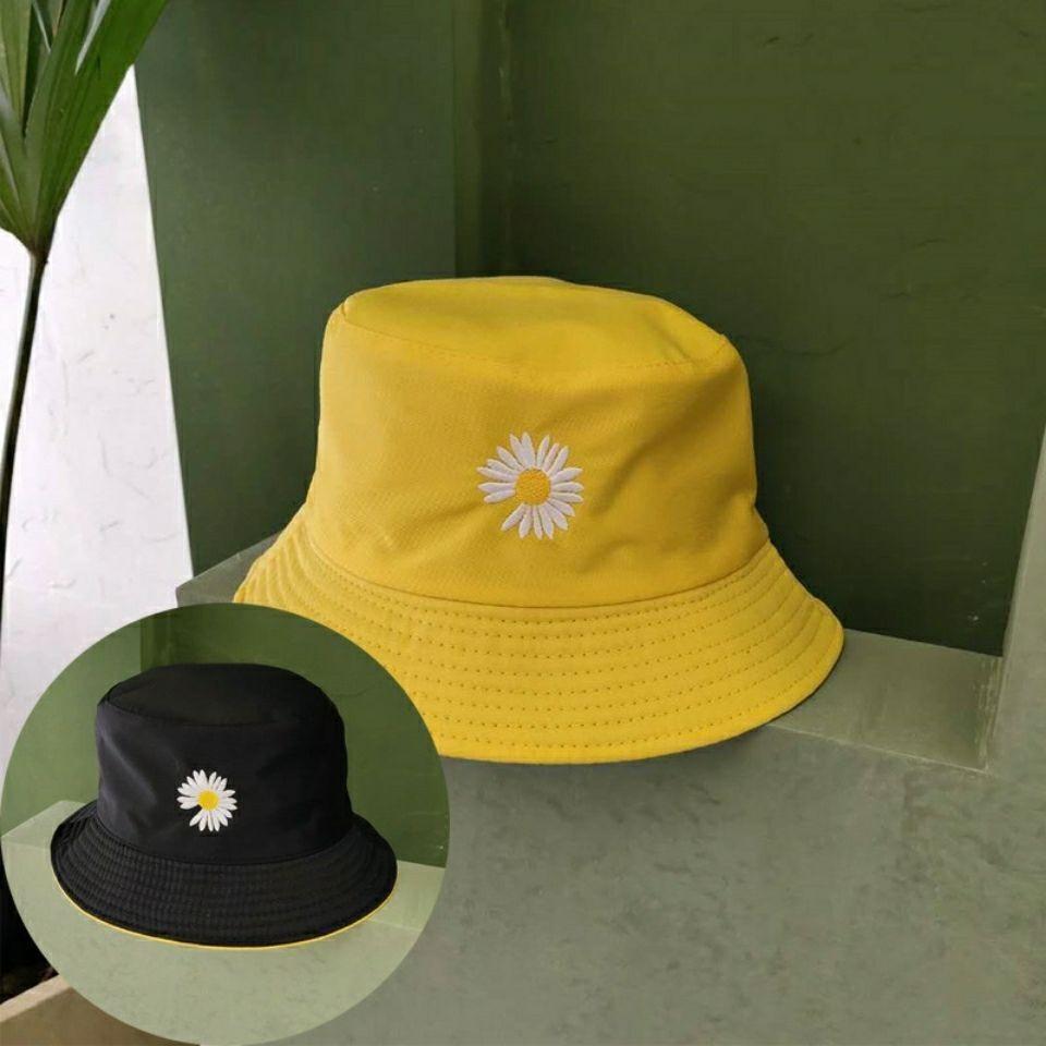 Doublesided Magritte Embroidery Bucket Cap Stylish Sun Protection Fisherman Hat