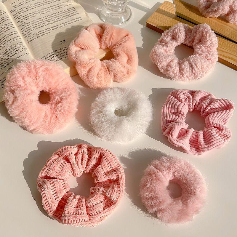 Milk Coffee Plush Hair Ring - Simple Elastic Band for Autumn/Winter