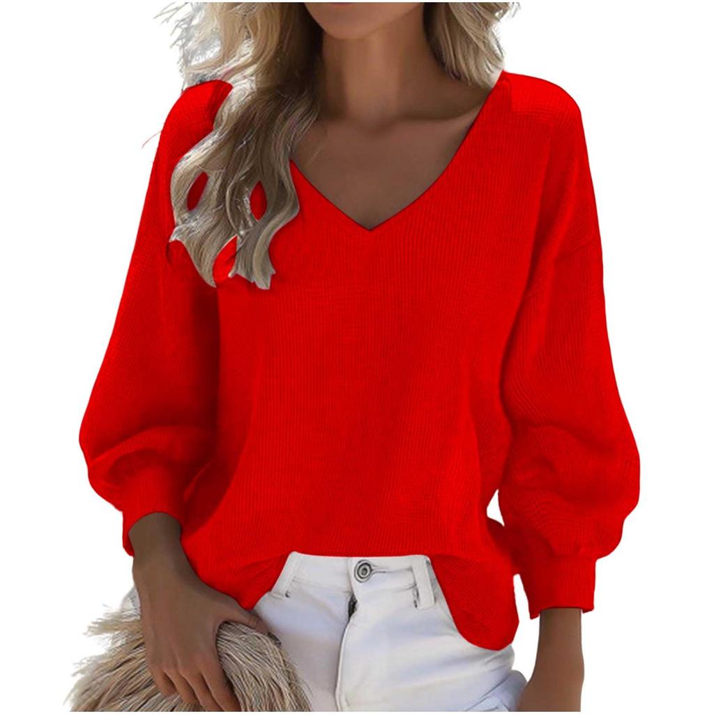 Women's Casual Fashion Long-sleeved V-neck Drawstring Sweatshirt
