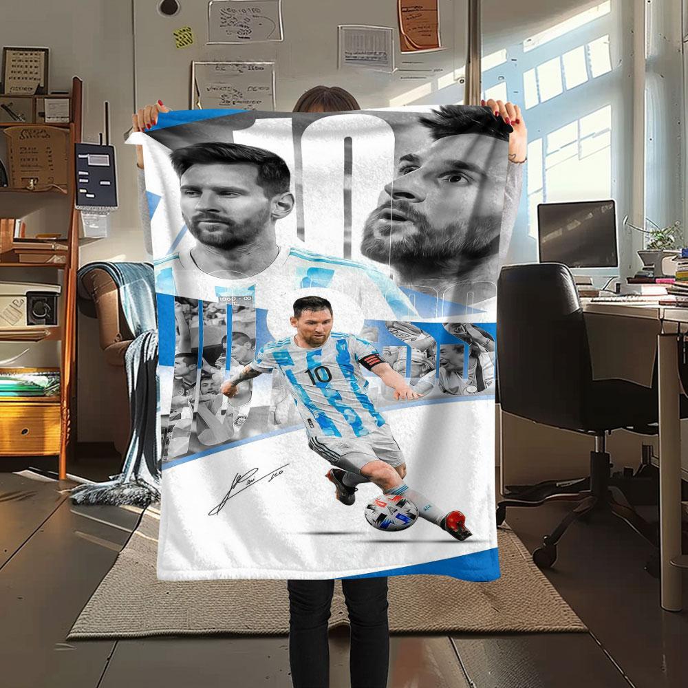 1PC Messi Patterned Flannel Blanket Suitable For All Seasons for Home Decor Warmth and Comfort Gifts Holiday Present