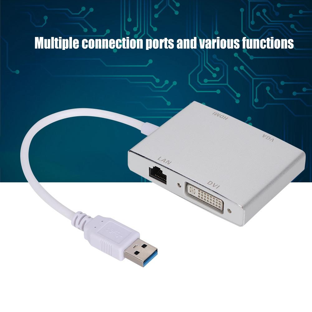 High Quality MultiFunctional Aluminum Alloy USB 3.0 To VGA HDMi LAn TDVI Converter Adapter