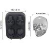Ice Cube Tray - AN - 3D Skull Mold - Silicone - Lid - Black