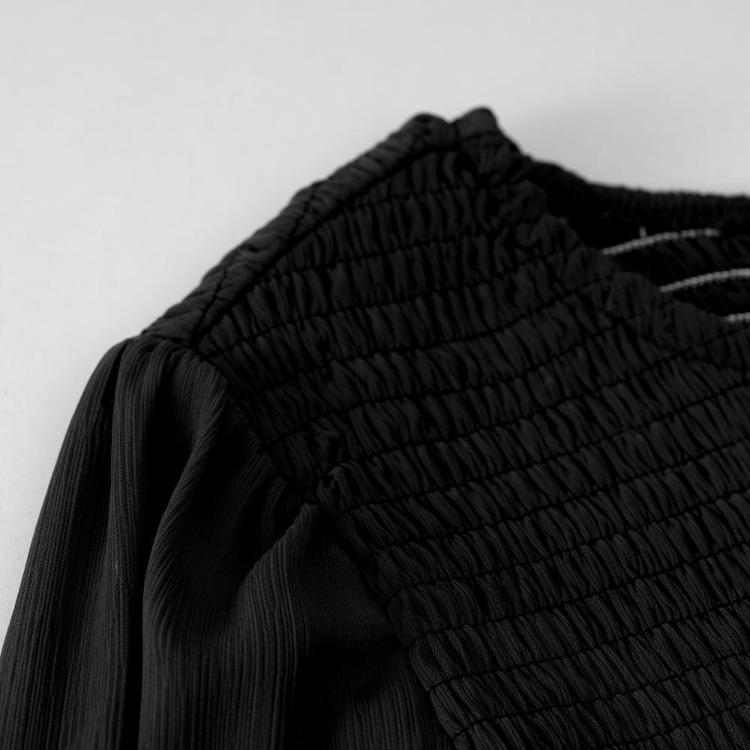 Elegante Vestido Largo para Mujer Cintura Alta Color Sólido Cuello O Manga Larga Otoño Invierno