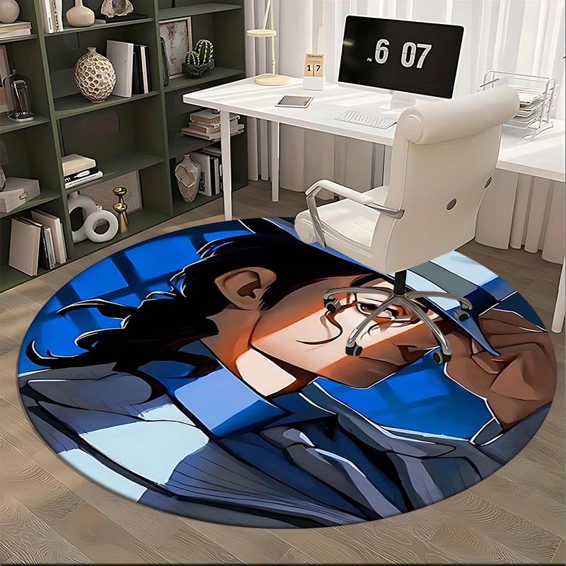 1pc Anime Design Round Carpet for Office Chair Mat, Non Slip Rug Home Decor, Living Room, Bedroom