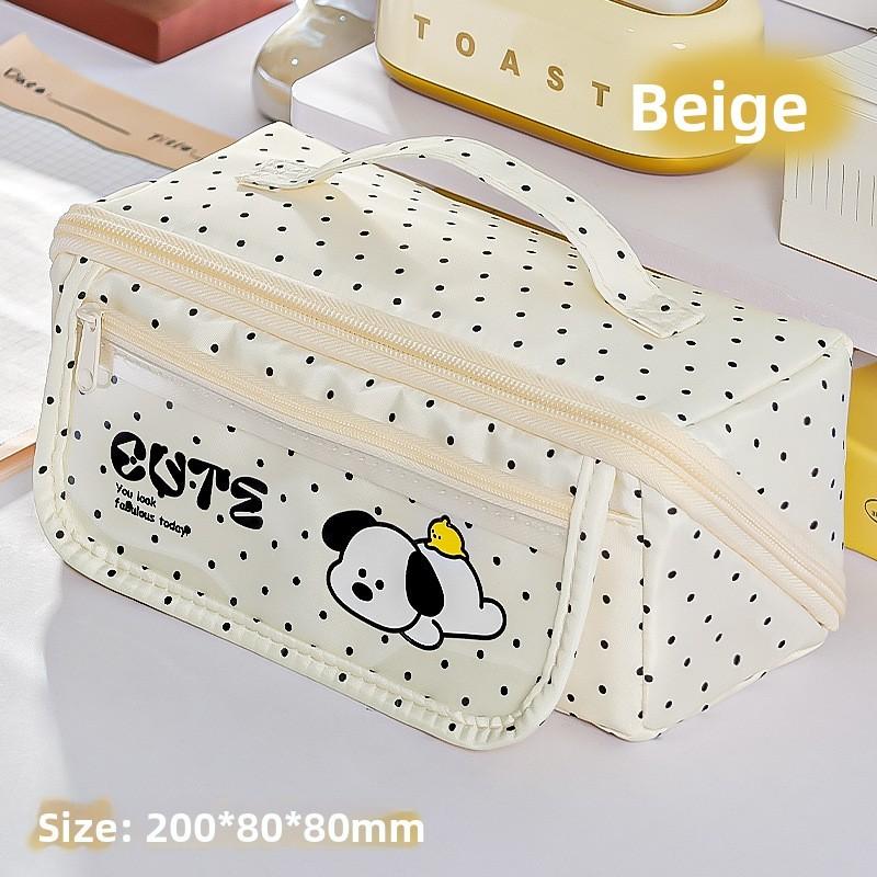 Cartoon Dog Pen Case With Large Capacity For Students Durable Fabric Storage Bag