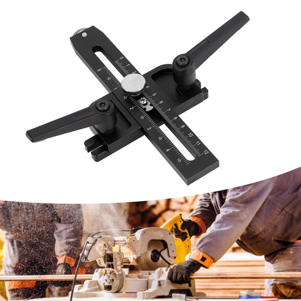 Table Saw Jig with Roller Dual Scale Woodworking Thin Ripping Locator Fits for 3Celsius4x3Celsius8 3Celsius8x1Celsius4 Inch T Slot