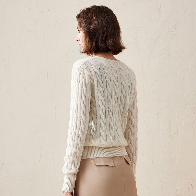 Kemengboka Women's Thickened Cable Knit Cashmere Cardigan