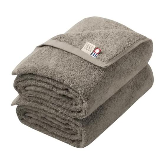 [TAVARAT] Just the Right Bath Towel Imabari Towel Small Mini Bath Towel Compact Bath Slim Bath 44 x 100cm Tps-200 (Taupe, 2 Mini Bath Towels)