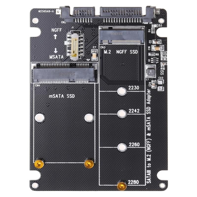 2 In 1 MSATA/for M.2 NGFF To SATA3 Converter Adapter Card for Case Enclosure 2.5 Inch SSD Solid State Disk Drive for PC