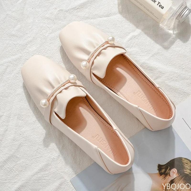 Fashion New Elegant Women's Shoes Pearl Fashion Single Shoe Gentle temperament non slip shoes Comfort casual ladies flats Mujer Zapatos