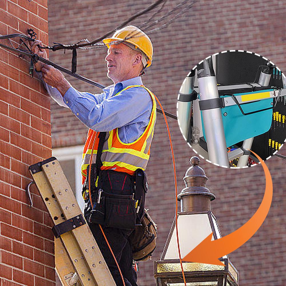 Telescoping Ladder Tool Bag Herringbone Ladder Tool Storage Bag with Side Pockets Oxford Cloth for Carpenter Plumber Electrician