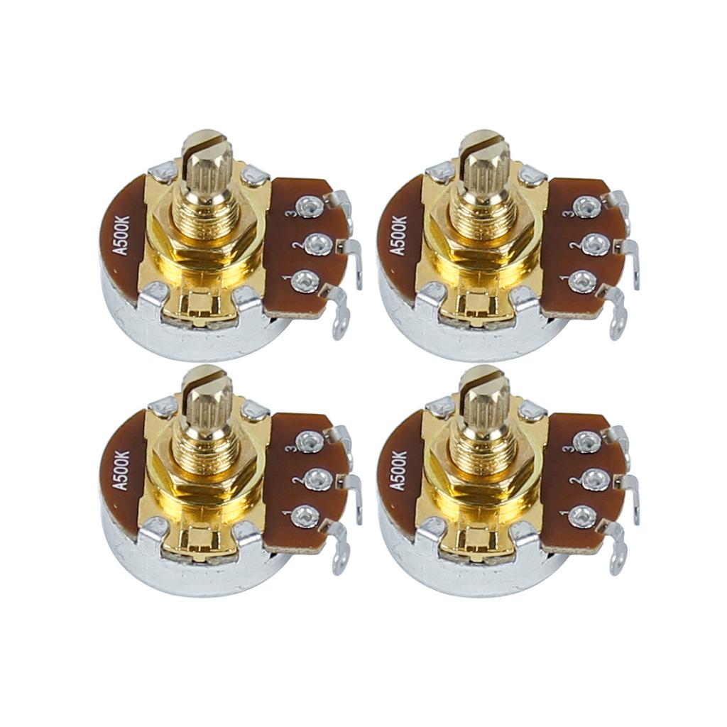 FLEOR 4 Stück Goldener kurzer Schaft Potentiometer Gitarren Potis 500K 250K Wählen Sie E-Gitarrenteile