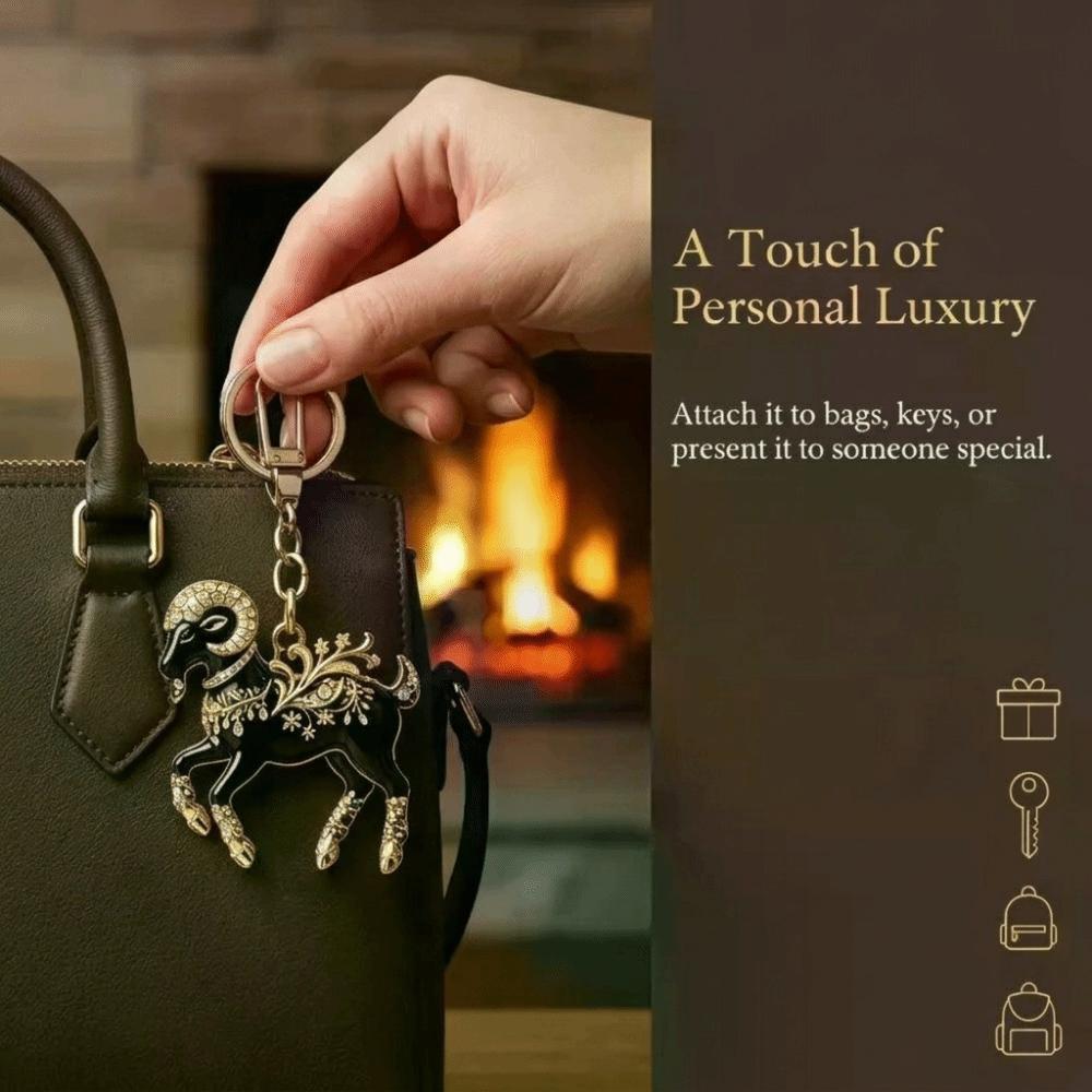Ornate Goat Key Ring Acrylic Goat Bag Charm New Year Gift Goat Keychain Festive Occasions