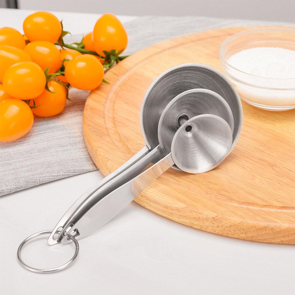 3 Stück/Set Kleines Edelstahl-Trichterset mit Einzelgriff-Trichter Küchenhelfer