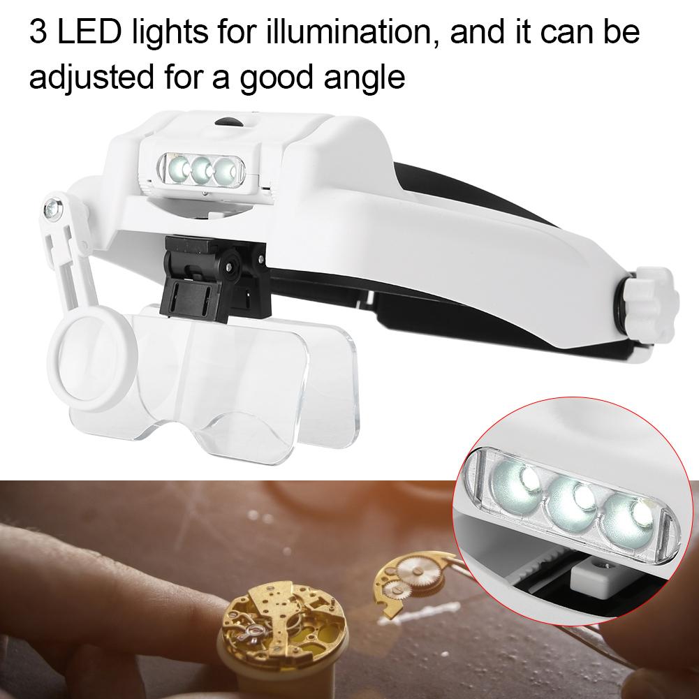 USB-Aufladung 3 LED-Leuchten Headset-Lupe Schmuck Uhren Reparaturwerkzeug Lupe