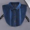 Detachable Denim Fake Collar for Women Button Down Half Shirt Blouse Mock Collar Removable Shirt Collar Accessory