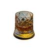 Drehbares Whiskey-Glas Vatertagsgeschenk, Drehend mit LED-Licht, 260ml Geprägter Becher für Weinliebhaber Papa, Vatertagsgeschenk, Eiswürfelfreundlich