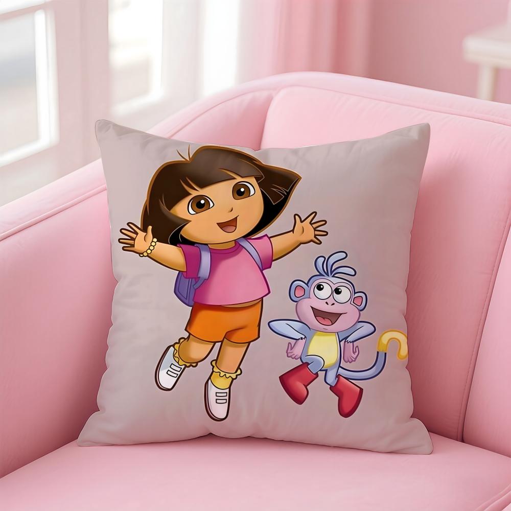 Anime Cute D-Dora the E-Explorer Cushion Cover Comfortable Reversible Pillow Cover Ideal for Car Sofa Bedroom & Beyond