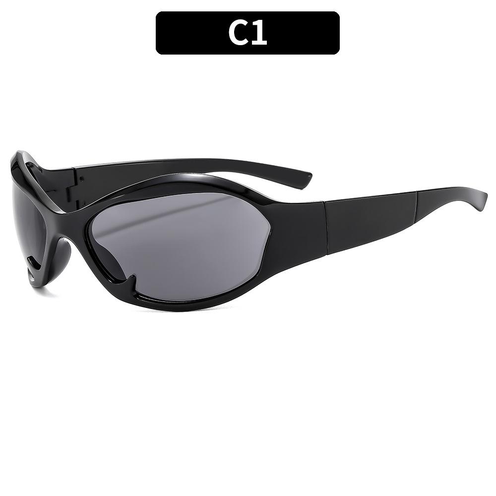 

Неполяризованные мужские солнцезащитные очки Cyberpunk Wrap-Around Fashion - модная овальная оправа, антибликовые линзы из поликарбоната для повседневного ношения и вечеринок черный серый