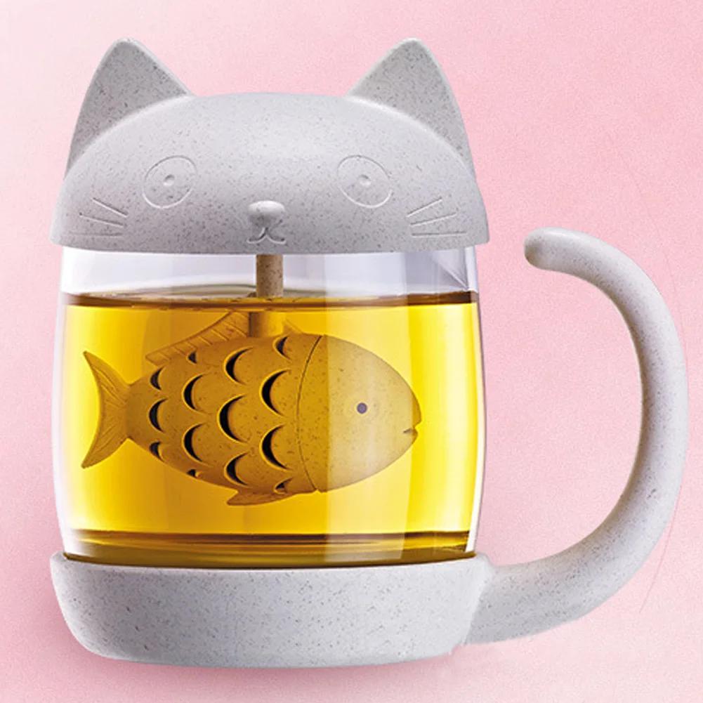 1PCS Meow Mai Xiang Cartoon Glass Filter Cup Wukong Creative Tea Cup Bubble Tea Cup Kawaii Bottle Mugs Coffee Cups