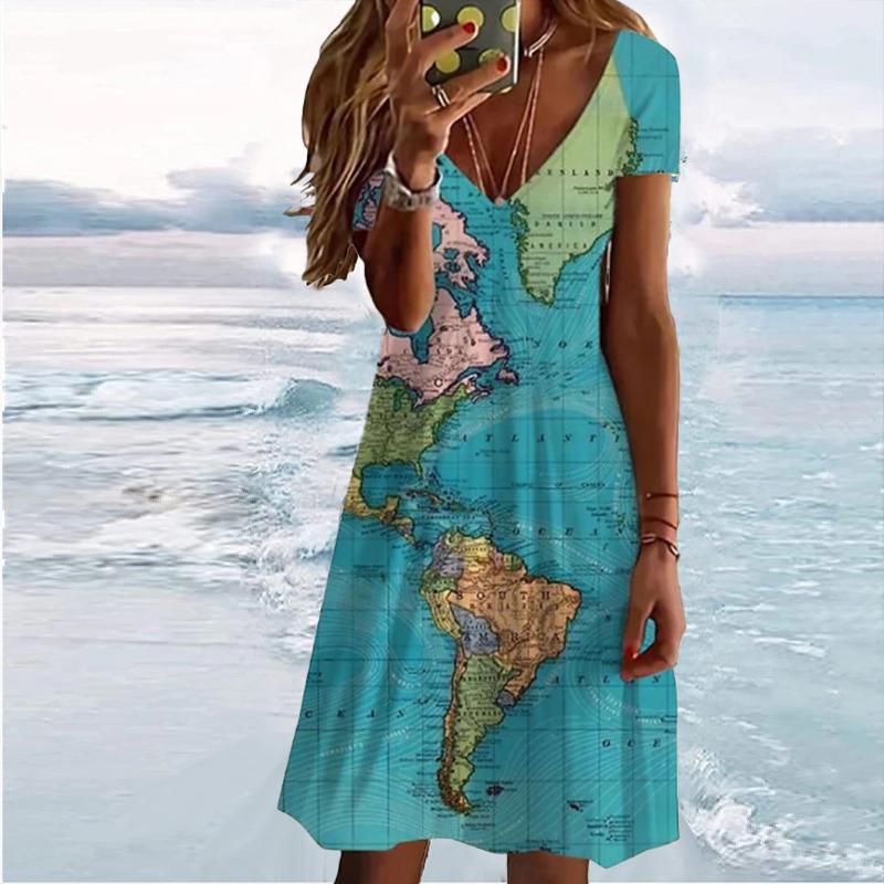 

Летняя мода женские V-образный вырез короткий рукав красивые бабочки принтованные платья сексуальные короткие юбки платья 8XL дубильная кора