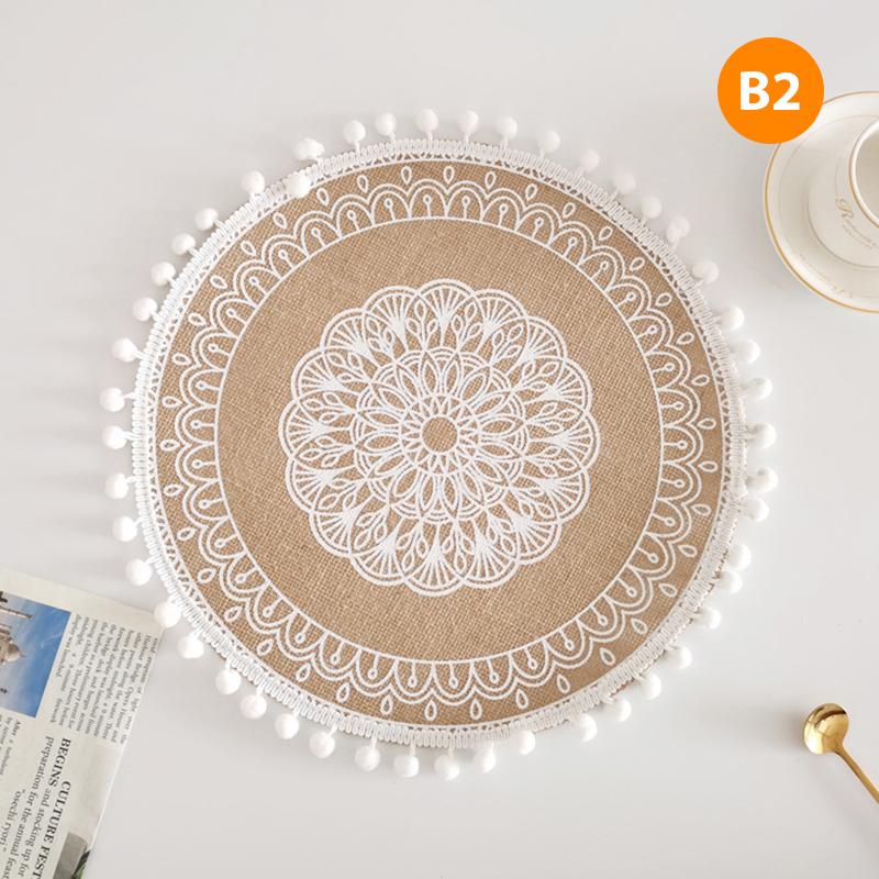 Einfache handgewebte Jute-Tischset-Untersetzer im Ins-Stil, Retro-Baumwollleinen, dekorativ